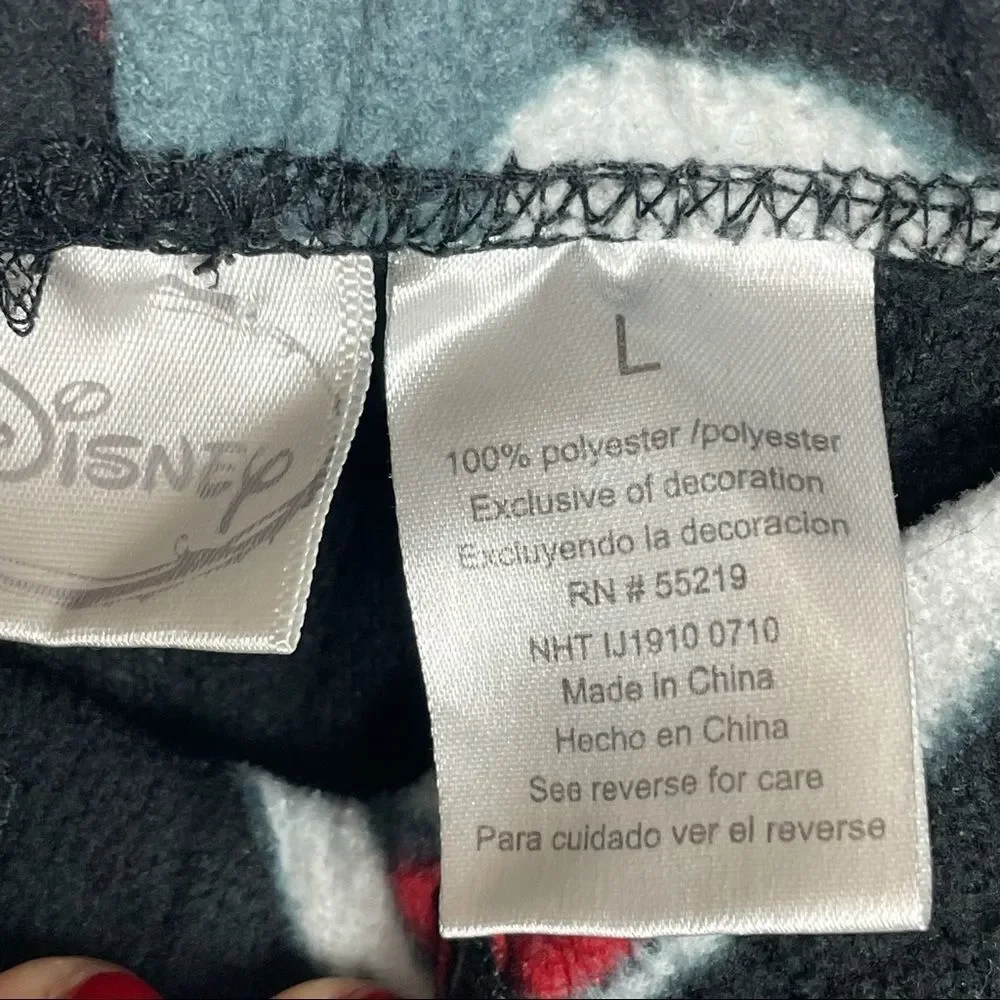 Disney Solid Black Mickey Mouse Graphic Pajama Pants Elastic Waist Band size L - Picture 3 of 11